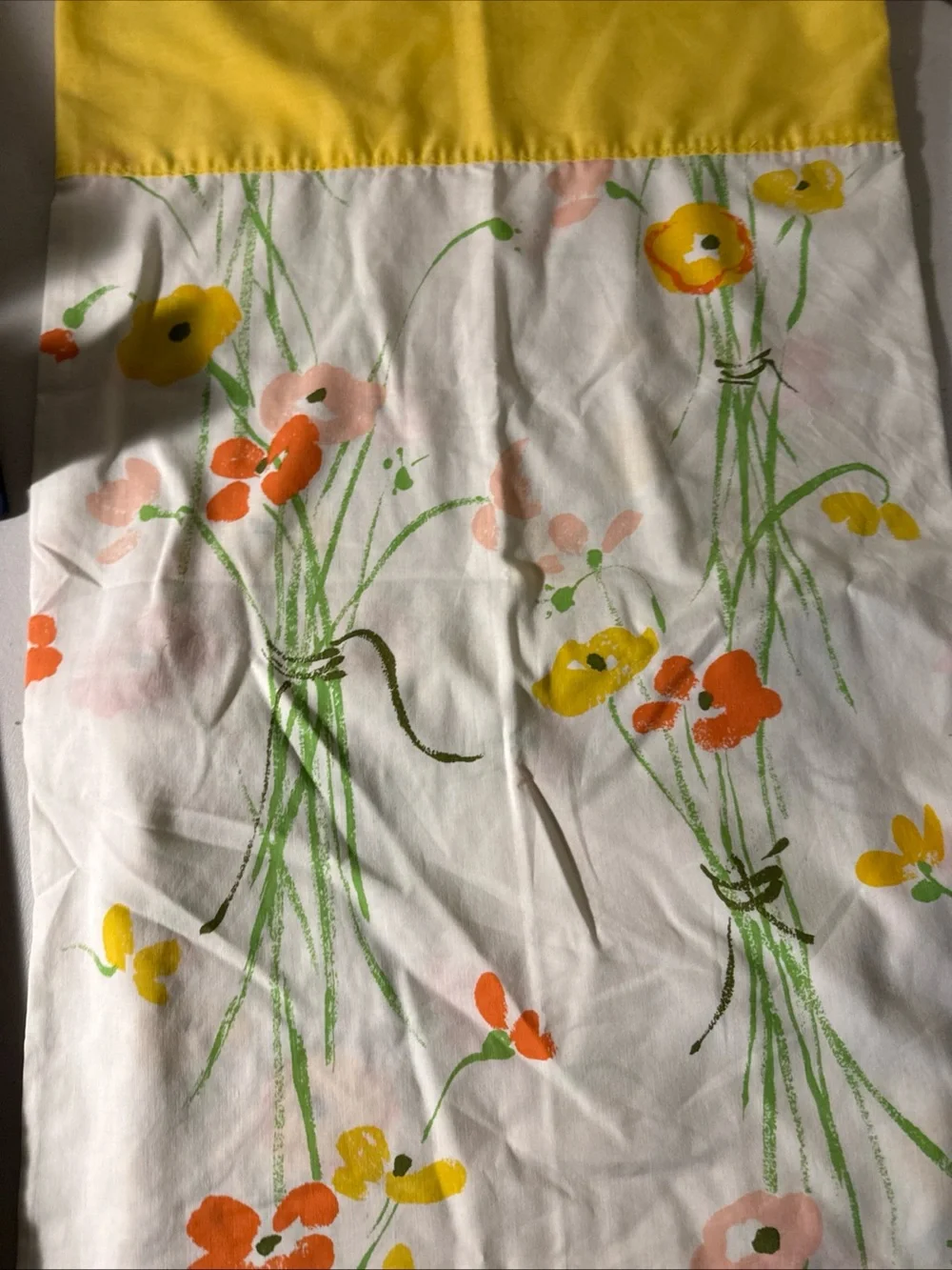 Vtg standard floral set of 2 Yellow Floral Stripe Decorative Pillow Cover